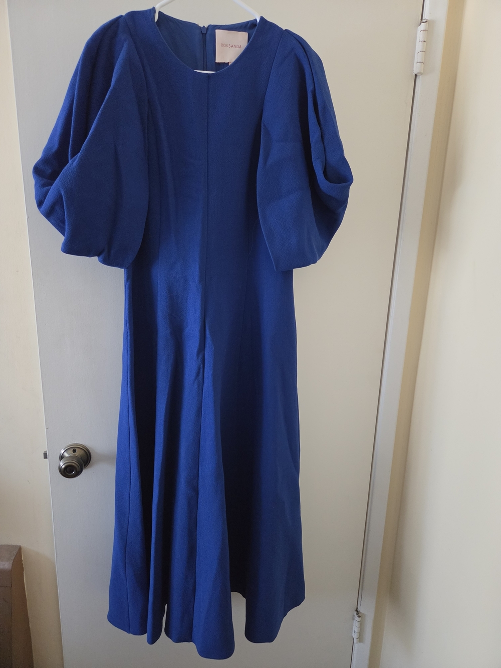 Roksanda Ilincic Cobalt Blue Balloon Sleeve Midi Dress